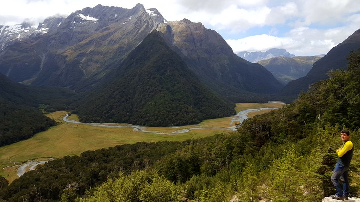 View of the Routeburn flats from above